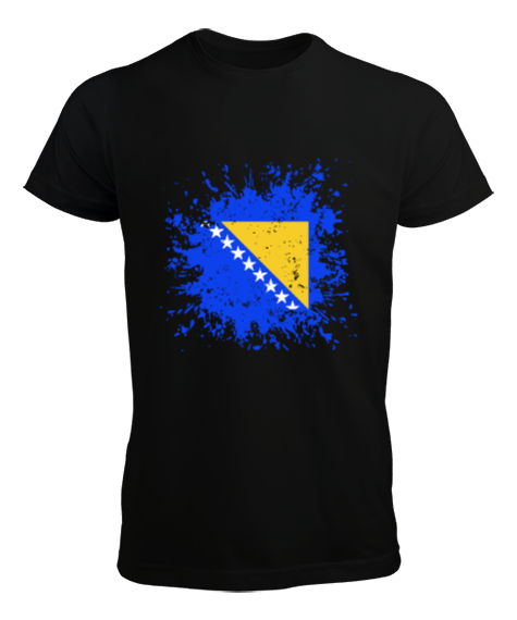Tisho - Bosnia,Bosna,Bosna Bayrağı,Bosna logosu,Bosnia flag. Siyah Erkek Tişört