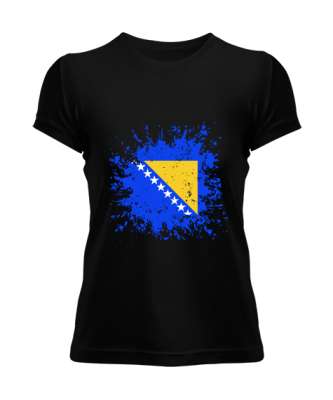 Bosnia,Bosna,Bosna Bayrağı,Bosna logosu,Bosnia flag. Siyah Kadın Tişört - Tisho