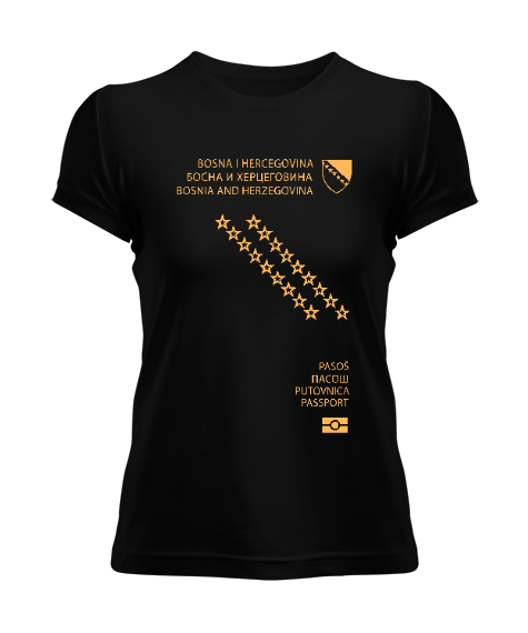 Bosnia,Bosna,Bosna Bayrağı,Bosna logosu,Bosnia flag. Siyah Kadın Tişört - Tisho