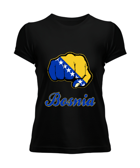 Tisho - Bosnia,Bosna,Bosna Bayrağı,Bosna logosu,Bosnia flag. Siyah Kadın Tişört
