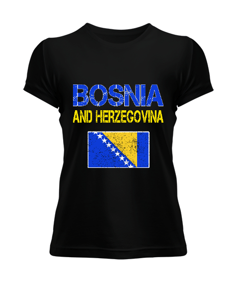 Tisho - Bosnia,Bosna,Bosna Bayrağı,Bosna logosu,Bosnia flag. Siyah Kadın Tişört