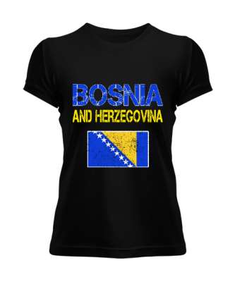 Bosnia,Bosna,Bosna Bayrağı,Bosna logosu,Bosnia flag. Siyah Kadın Tişört - Tisho