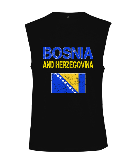 Tisho - Bosnia,Bosna,Bosna Bayrağı,Bosna logosu,Bosnia flag. Siyah Kesik Kol Unisex Tişört