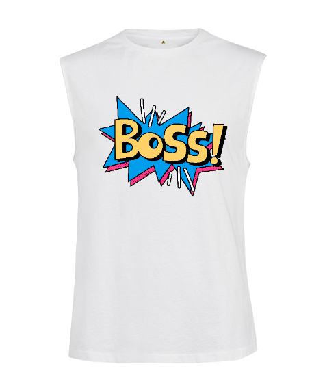 Tisho - Boss Patron Beyaz Kesik Kol Unisex Tişört