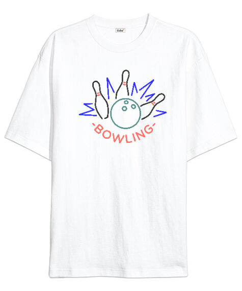 Tisho - Bowling v2 Beyaz Oversize Unisex Tişört
