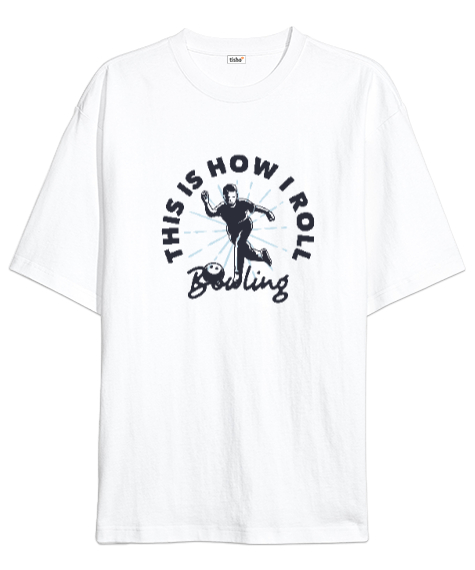 Tisho - Bowling V3 Beyaz Oversize Unisex Tişört
