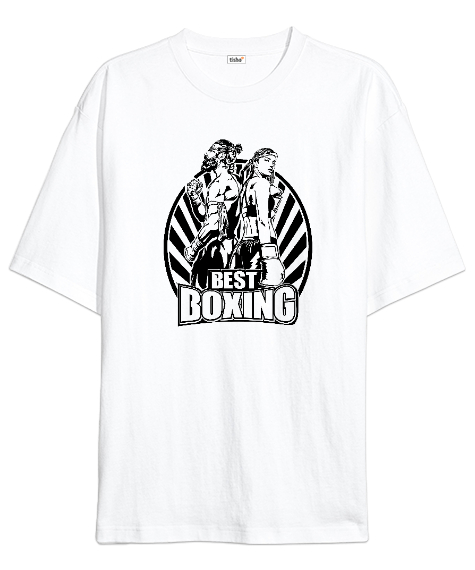 Tisho - Boxing - Boks Beyaz Oversize Unisex Tişört