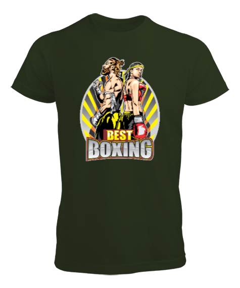Tisho - Boxing - Boks Haki Yeşili Erkek Tişört