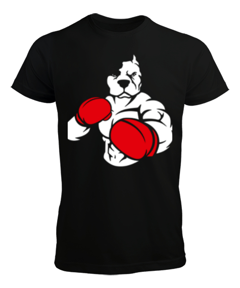 Tisho - Boxing dog white Siyah Erkek Tişört