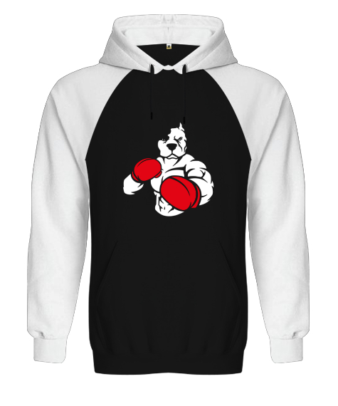 Tisho - Boxing dog white Siyah/Beyaz Orjinal Reglan Hoodie Unisex Sweatshirt
