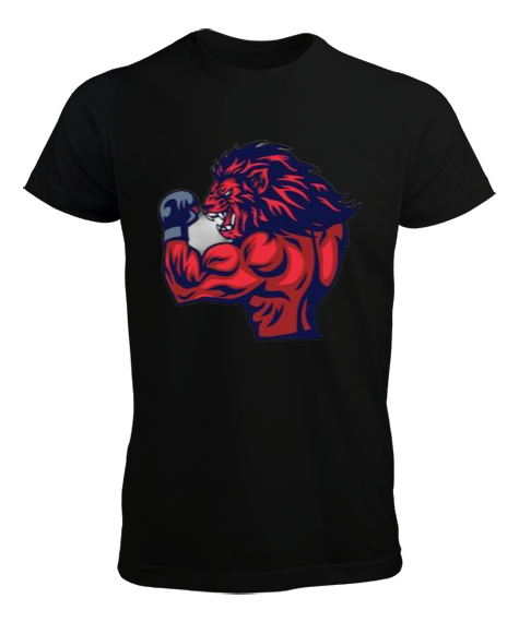Tisho - Boxıng lion Siyah Erkek Tişört