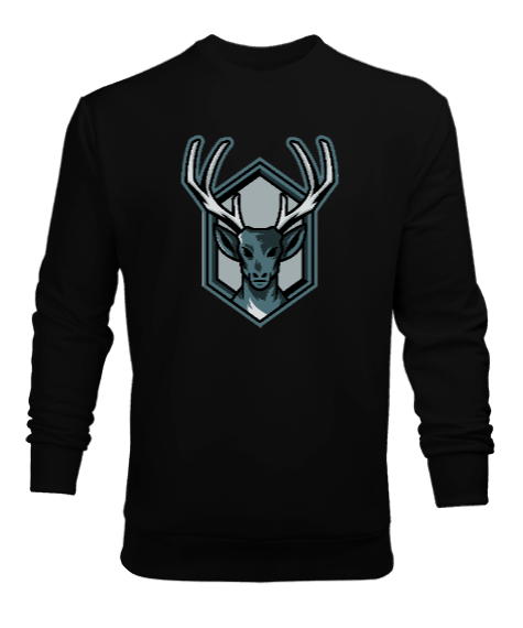 Tisho - Boynuzlu sert bakışlı geyik Erkek Sweatshirt