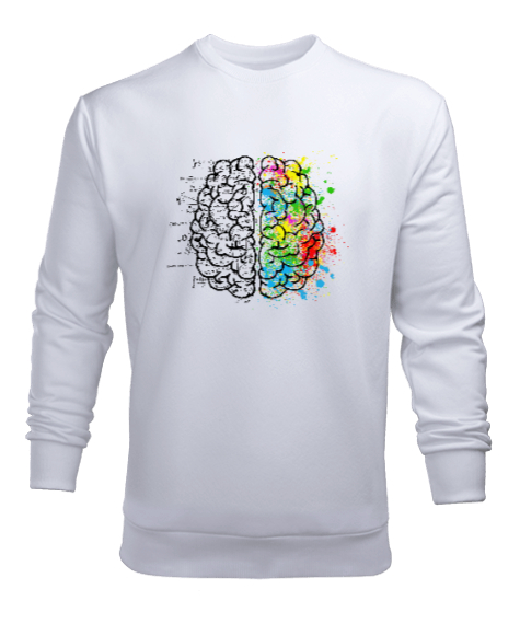 Tisho - Brain - Beyin İşleyiş Beyaz Erkek Sweatshirt