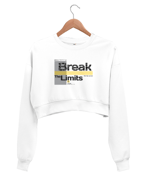 Tisho - Break Limits - Sınırları Yık Beyaz Kadın Crop Sweatshirt
