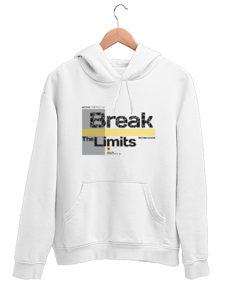Tisho - Break Limits - Sınırları Yık Beyaz Unisex Kapşonlu Sweatshirt