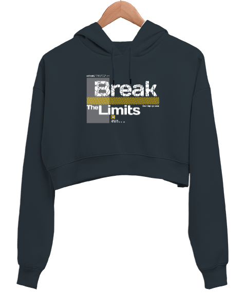 Tisho - Break Limits - Sınırları Yık Füme Kadın Crop Hoodie Kapüşonlu Sweatshirt