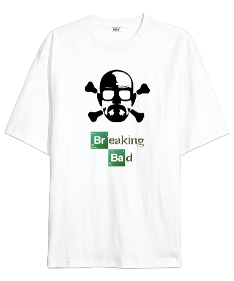 Tisho - Breaking Bad - Skull Beyaz Oversize Unisex Tişört