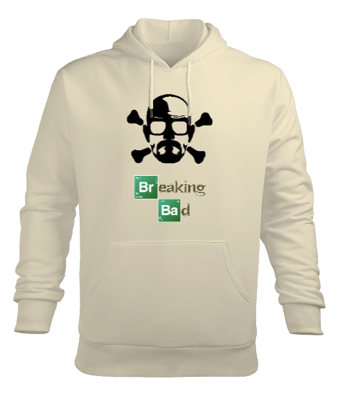 Tisho - Breaking Bad - Skull Krem Erkek Kapüşonlu Hoodie Sweatshirt