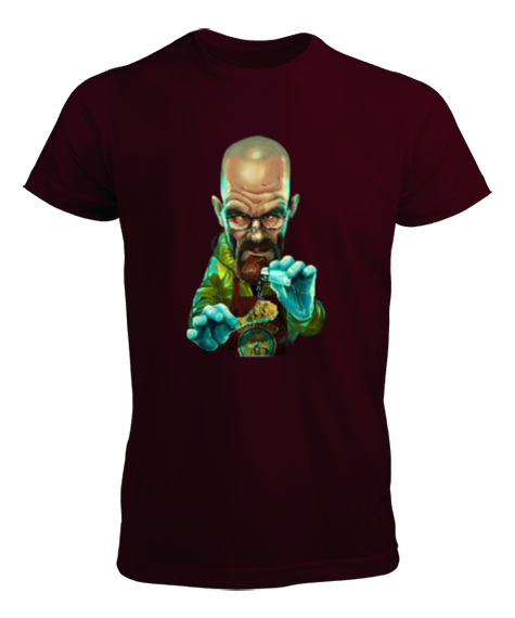 Tisho - Breaking Bad Walter White Animasyon Resimli Bordo Erkek Tişört