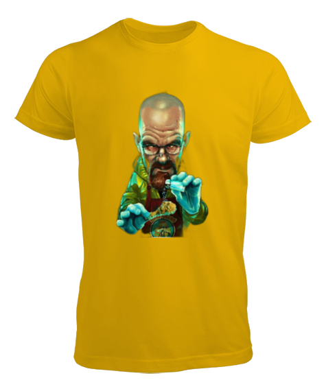 Tisho - Breaking Bad Walter White Animasyon Resimli Sarı Erkek Tişört