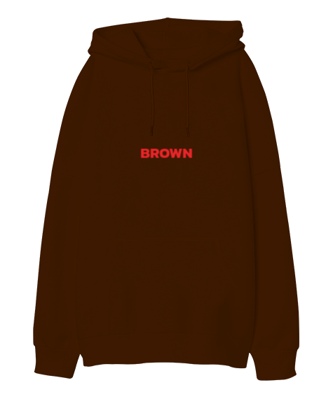 Tisho - Brown Oversize Unisex Kapüşonlu Sweatshirt