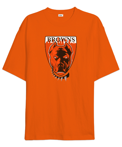 Tisho - Browns pitbul Turuncu Oversize Unisex Tişört