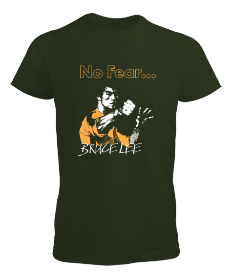 Tisho - Bruce Lee - No Fear Haki Yeşili Erkek Tişört