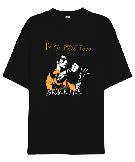 Tisho - Bruce Lee - No Fear Siyah Oversize Unisex Tişört