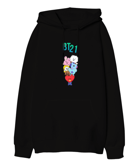 Tisho - BT21 Oversize Unisex Kapüşonlu Sweatshirt