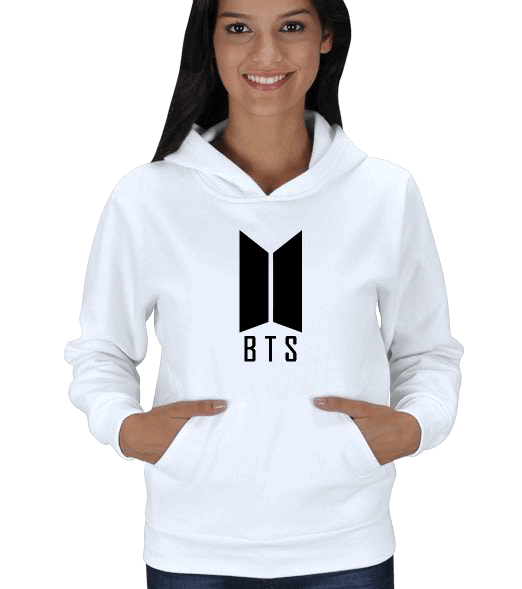 BTS Logolu Sweatshirt Kadın Kapşonlu