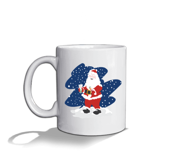 Tisho - Bubble Tea İçen Noel Baba Beyaz Kupa Bardak