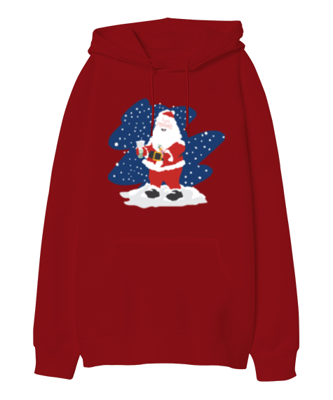 Tisho - Bubble Tea İçen Noel Baba Oversize Unisex Kapüşonlu Sweatshirt