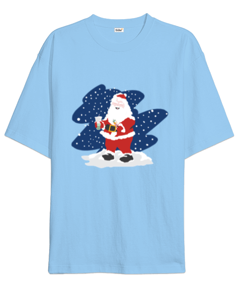 Tisho - Bubble Tea İçen Noel Baba Oversize Unisex Tişört