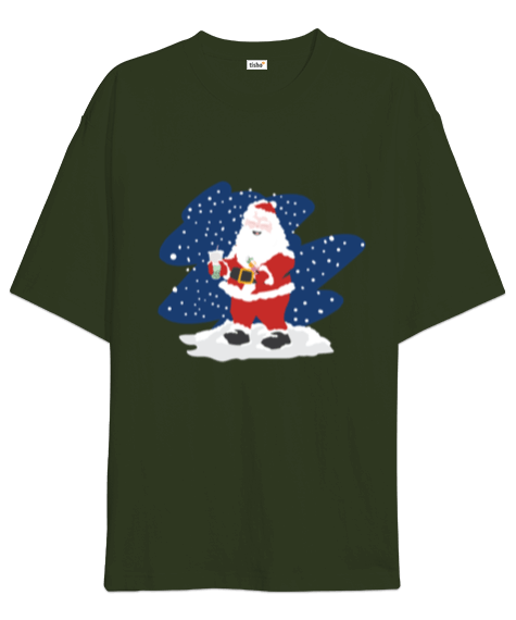 Tisho - Bubble Tea İçen Noel Baba Oversize Unisex Tişört