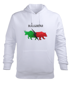 Tisho - Bull and Bear Pastel v1H Beyaz Erkek Kapüşonlu Hoodie Sweatshirt