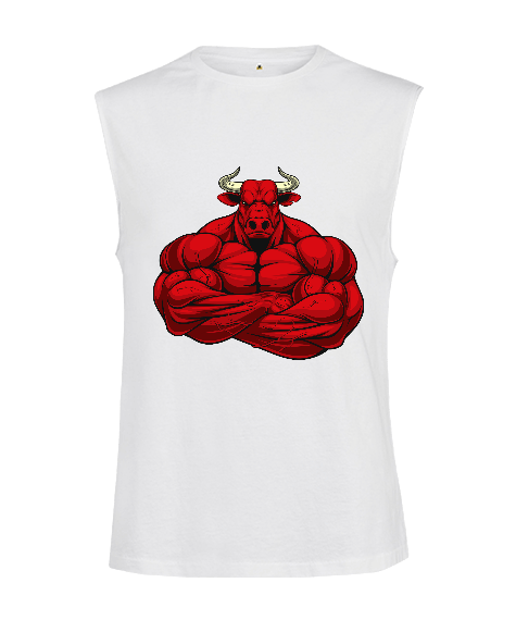 Tisho - Bull Bodybuilding Tasarım Baskılı Training Kesik Kol Unisex Tişört