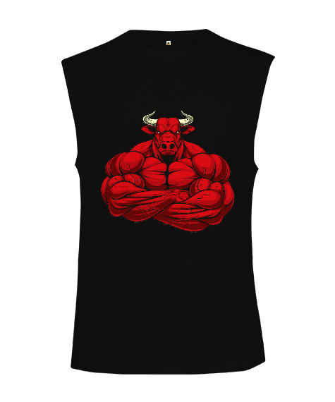 Tisho - Bull Bodybuilding Tasarım Baskılı Training Kesik Kol Unisex Tişört