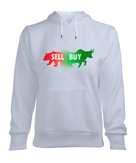 Tisho - Bull vs Bear v1 Hoodie Beyaz W Kadın Kapşonlu Hoodie Sweatshirt