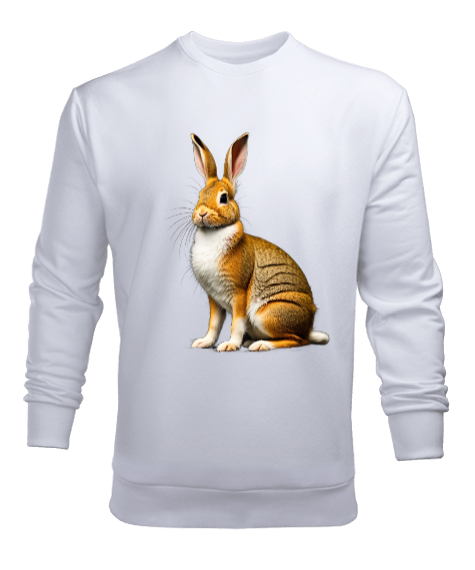 Tisho - bunny design Beyaz Erkek Sweatshirt