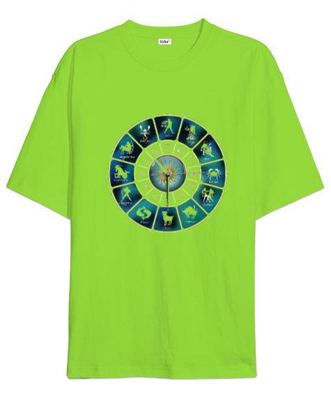 Tisho - Burç Çemberi Fıstık Yeşili Oversize Unisex Tişört