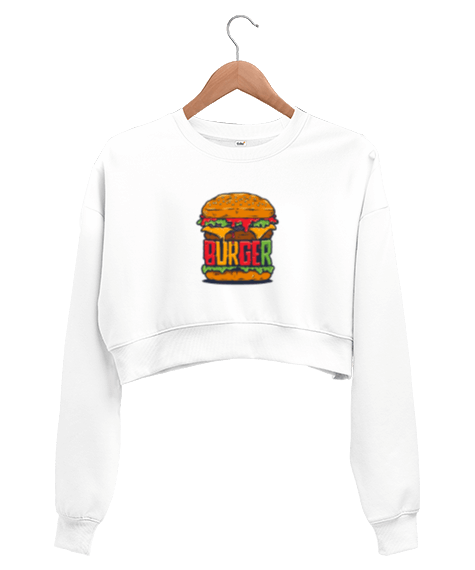 Tisho - Burger tasarım Kadın Crop Sweatshirt