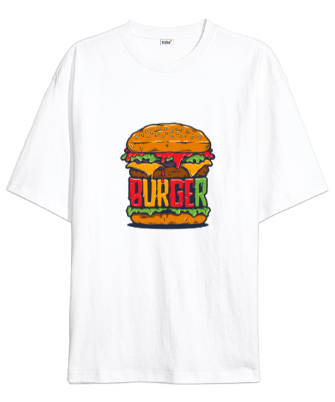 Tisho - Burger tasarım Oversize Unisex Tişört