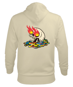 Burning Skull Erkek Kapüşonlu Hoodie Sweatshirt - Thumbnail