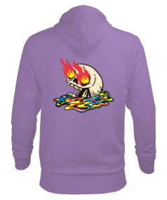 Burning Skull Erkek Kapüşonlu Hoodie Sweatshirt - Thumbnail