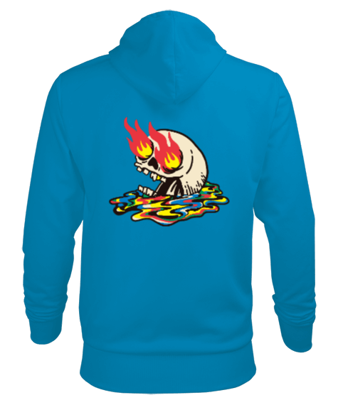 Burning Skull Erkek Kapüşonlu Hoodie Sweatshirt