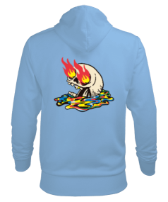 Burning Skull Erkek Kapüşonlu Hoodie Sweatshirt - Thumbnail