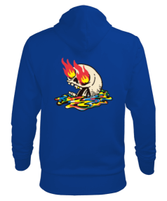 Burning Skull Erkek Kapüşonlu Hoodie Sweatshirt - Thumbnail