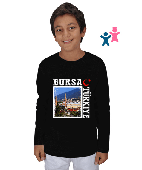 Tisho - bursa şehir,Türkiye,Türkiye bayrağı. Çocuk Unisex Uzunkollu