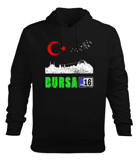 bursa şehir,Türkiye,Türkiye bayrağı. Erkek Kapüşonlu Hoodie Sweatshirt - Tisho