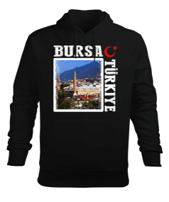 bursa şehir,Türkiye,Türkiye bayrağı. Erkek Kapüşonlu Hoodie Sweatshirt - Tisho